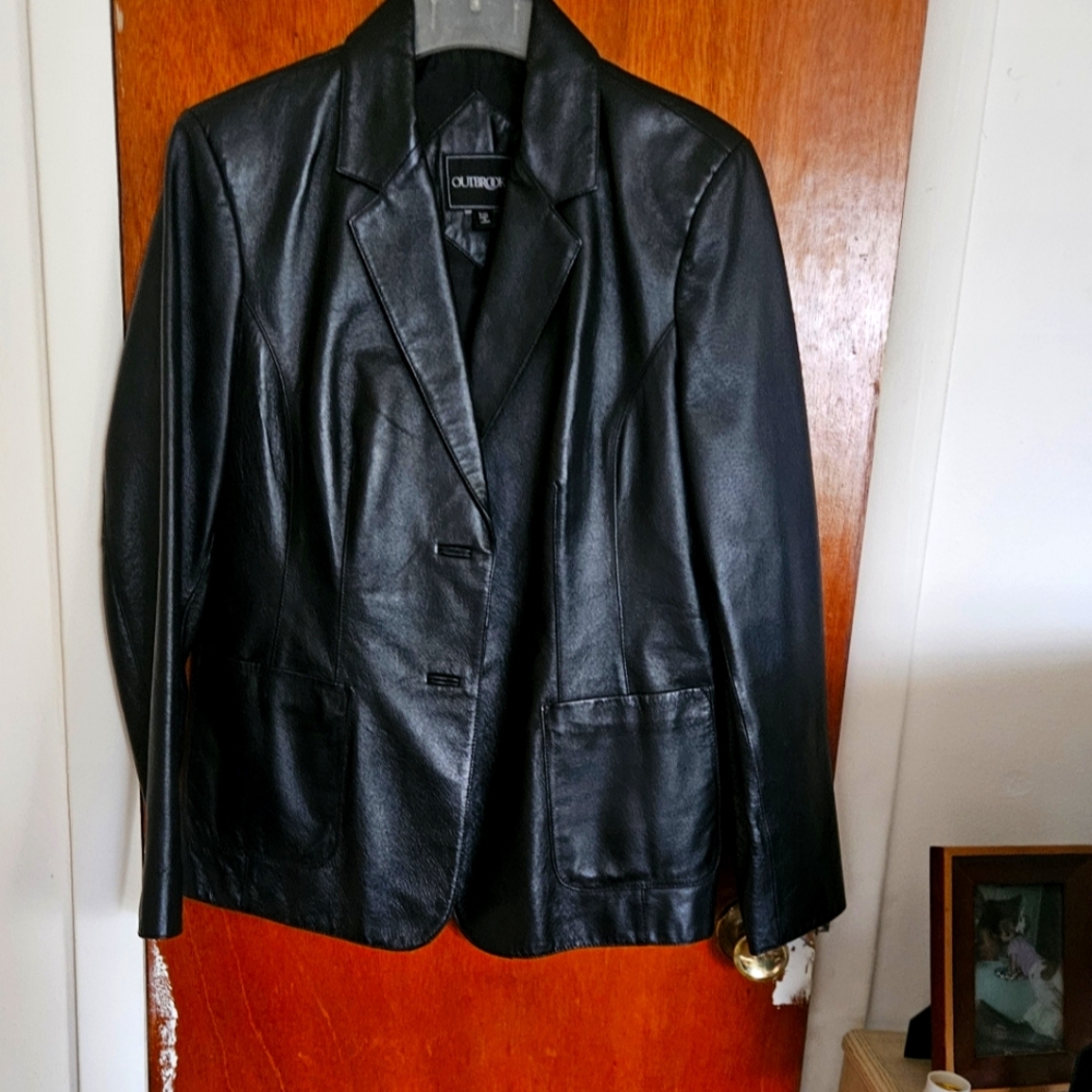 Women's black leather jacket